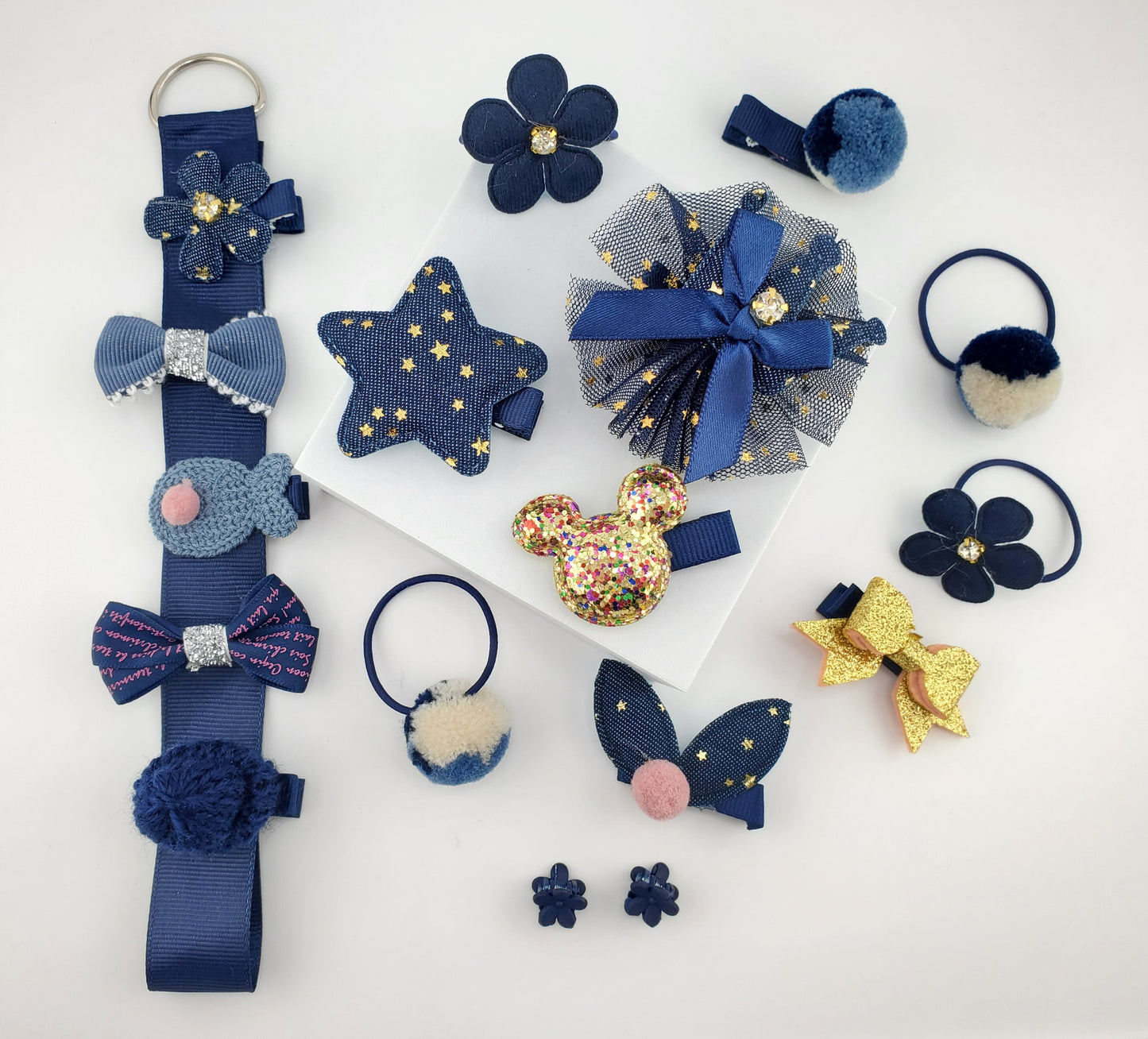 Melissa Hair Clips and Ties (18pcs)- Blue