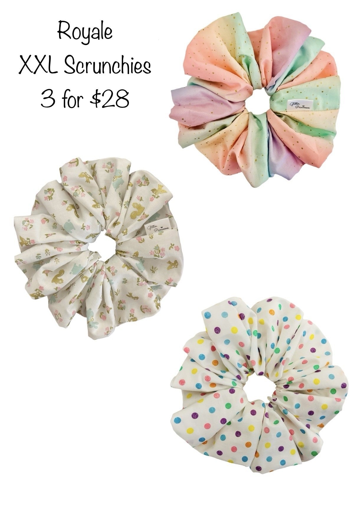 Royale XXL Scrunchies 3 for $23 (Prints vary)